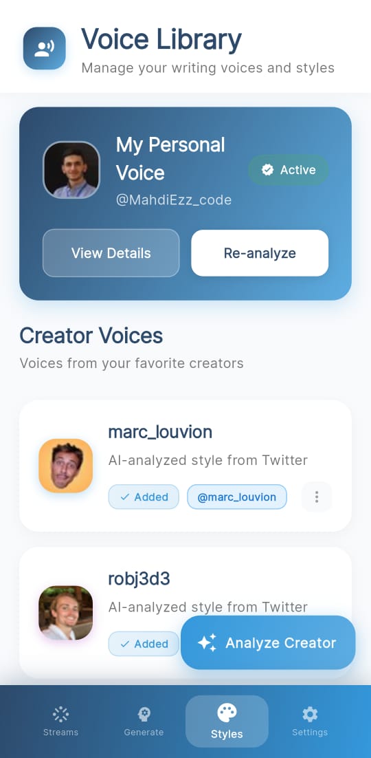 Creator styles library